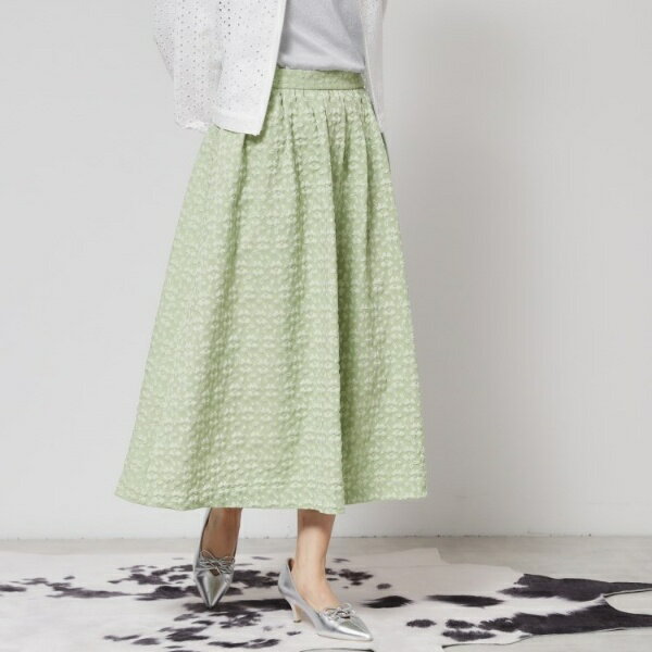 【花柄ジャカード／ふんわり】タックフレアスカート／スーナウーナ（SunaUna）
