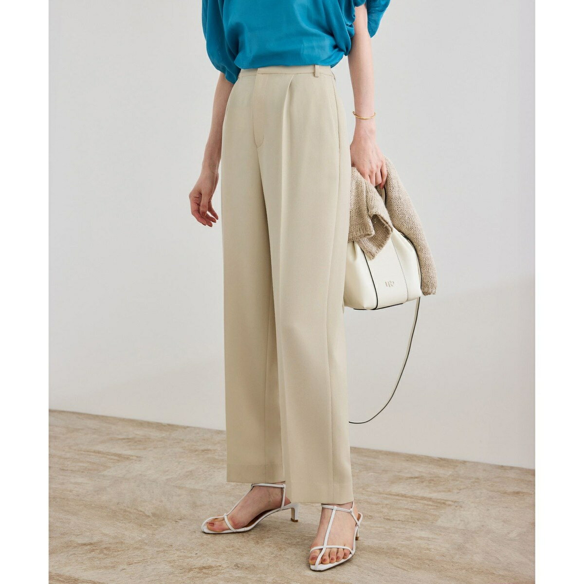 【洗える】ダブルクロステーパードパンツ（美人パンツ）／ロペ（ROPE'）のサムネイル