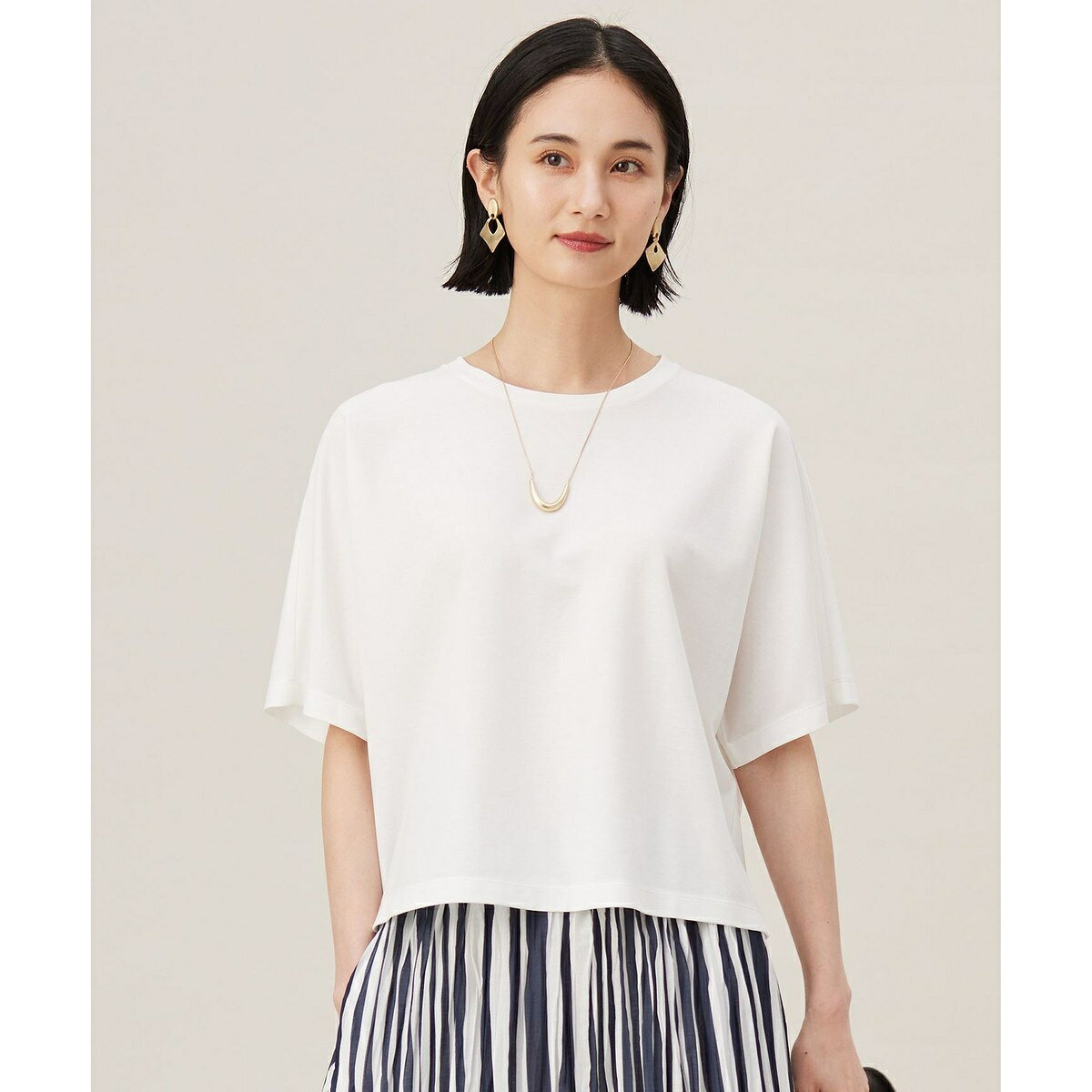 【多機能・快適素材・着まわし力】ハイカウントクロップド丈 Tシャツ／自由区（JIYU-KU） 0101marui-12861396 丸井(マルイ)楽天市場店 サンプル画像3