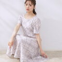 【一枚で着映え・華やか】チェックプリント コードレースワンピース/クチュールブローチ(Couture Brooch)