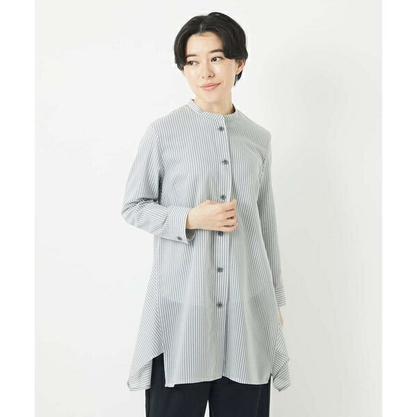 オーガニックコットンストライプチュニック丈ブラウス／ジャンニ・ロ・ジュディチェ（GIANNI LO GIUDICE）