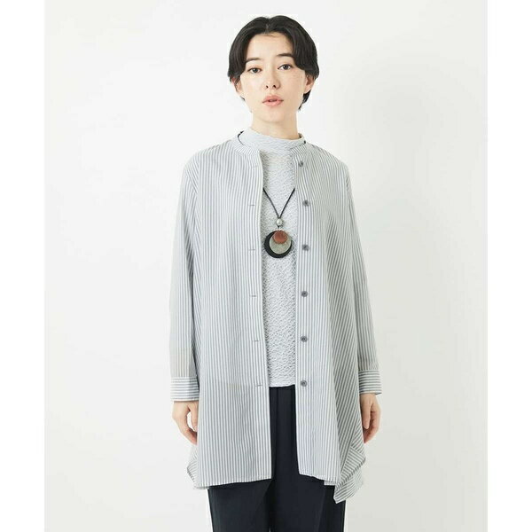 オーガニックコットンストライプチュニック丈ブラウス／ジャンニ・ロ・ジュディチェ（GIANNI LO GIUDICE）