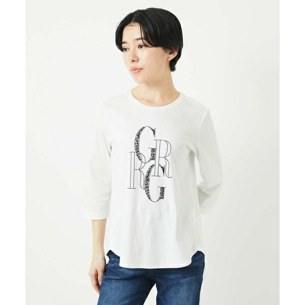 ドライコットンビーズ刺繍ロゴ7分袖カットソー／ジョルジュ・レッシュ（GEORGES RECH）