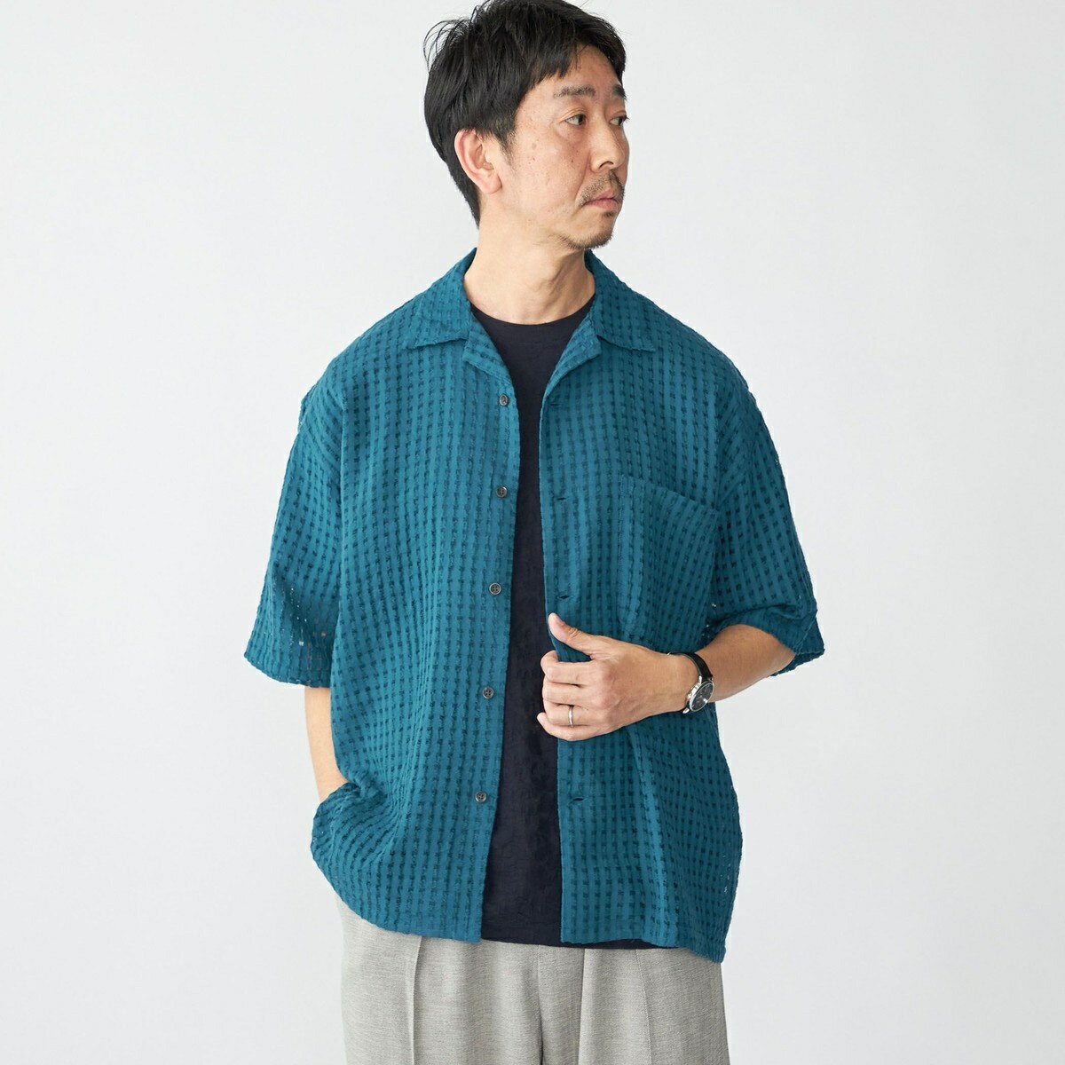 BENCH MARKING SHIRTS: シアー ドビー ショートスリーブ シャツ／シップス（SHIPS）(4)