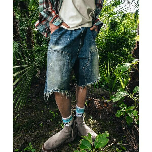 SAINT MICHAEL／セントマイケル／DOUBLE KNEE SHORTS／BLUE／ロイヤルフラッシュ（ROYAL FLASH）(4)