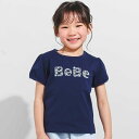 【WEB限定】発泡プリントお花ロゴ天竺半袖Tシャツ(100~140cm)/ベベ(BeBe)