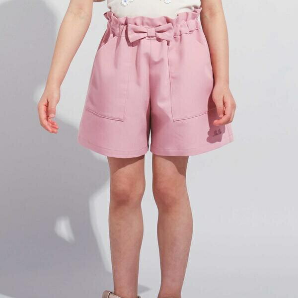 【WEB限定】ツイルストレッチウエストリボンショートパンツ(100~140cm)／ベベ（BeBe）