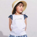 お花レースキャップスリーブ天竺Tシャツ(90~150cm)/ベベ(BeBe)