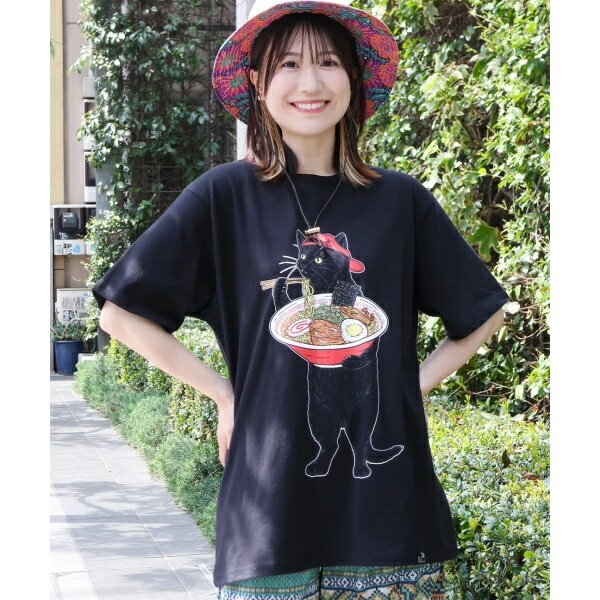 go slow caravan USAコットン中華そば猫Tシャツ/チチカカ(titicaca)