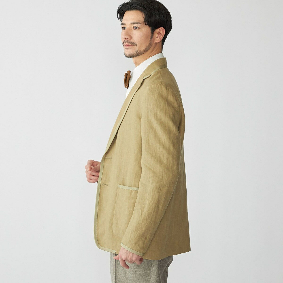 丸井(マルイ)楽天市場店の【SHIPS別注】CARUSO: リネン パイピング ジャケット／シップス（SHIPS）｜アングル2
