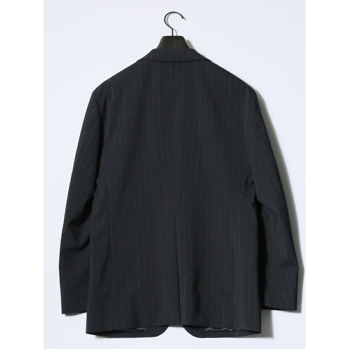 【マルゾット ウール混】スーティスト 2ボタン3ピース ビジネスセットアップスーツ ストライプ黒／タカキュー（TAKA-Q）