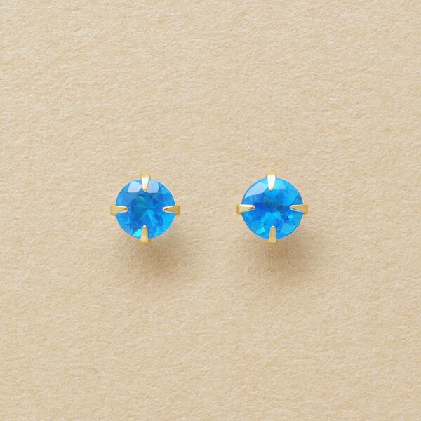 [ セカンドピアス] K18 ネオンブルーアパタイトピアス／テイクアップ ピュア（TAKE-UP pure）