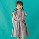【店舗限定】【前後着用可能】ダンガリーフリル襟カシュクールワンピース(95~150cm)<br>/ベベ プチ ポワ ヴェール(BeBe Petits Pois ...