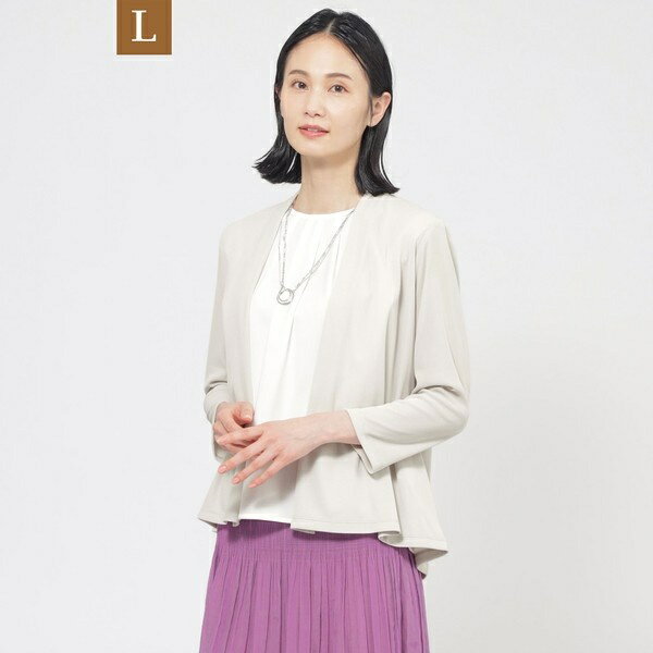 【L】【UV対策】【吸水速乾】【防しわ】【ウォッシャブル】マットフライスジャージショートカーディガン／トランスワーク（TRANS WORK）