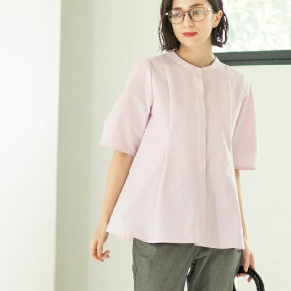 サッカーストライプペプラムブラウス【吸水速乾イージーアイロン洗濯機洗い可】／オペークドットクリップ（OPAQUE.CLIP）のサムネイル