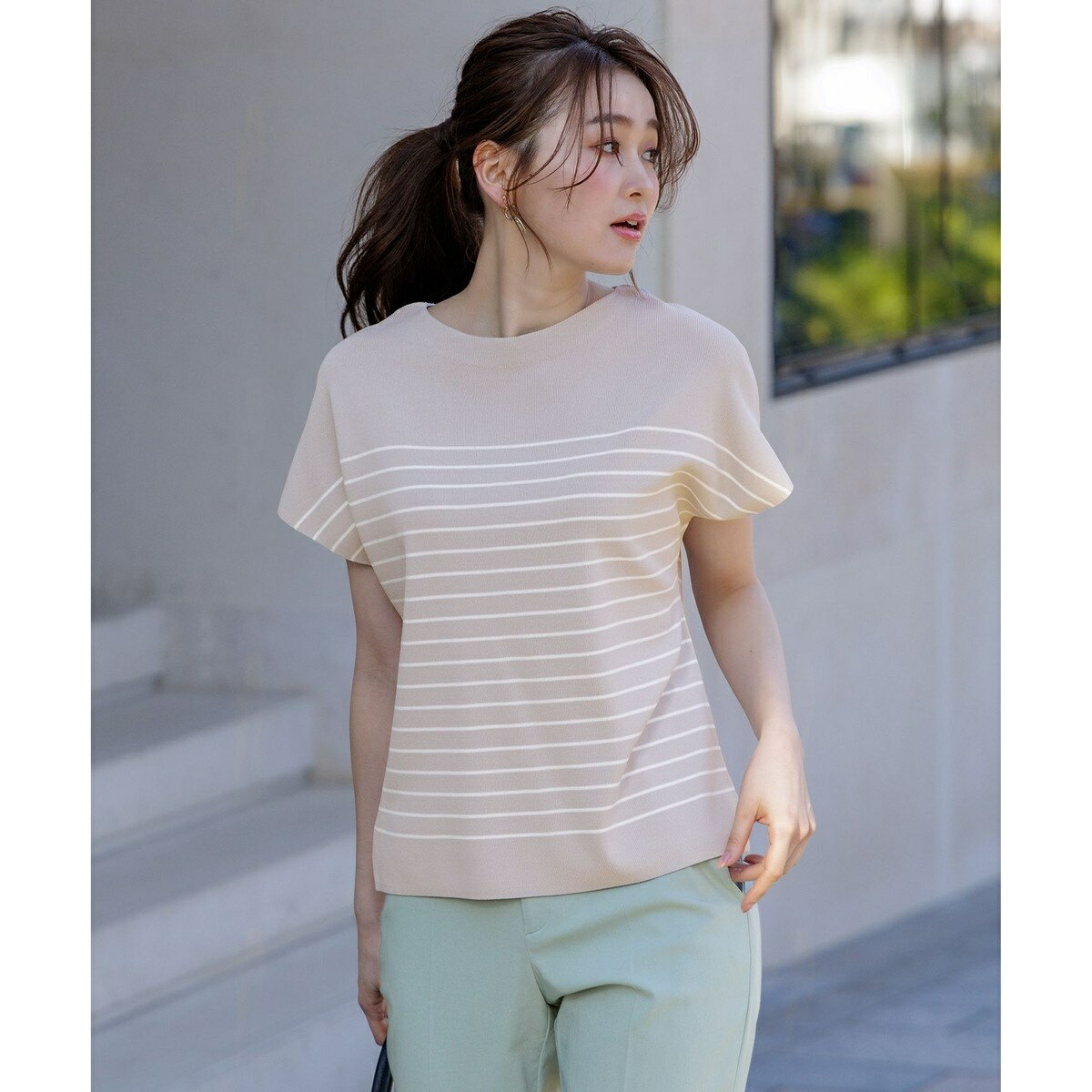 【接触冷感・UVカット・洗える】ビューティクール フレンチ ニットT／エニィスィス（ANY SIS）