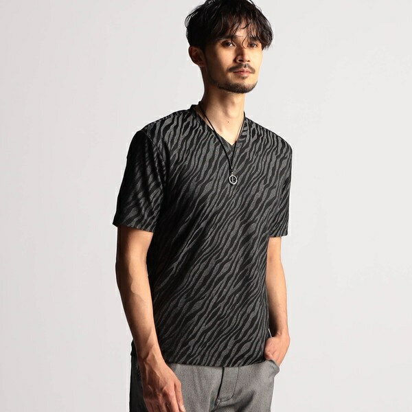 アラカルトリンクスジャカードVネック半袖プルオーバー／ニコルクラブフォーメン（NICOLE CLUB FOR MEN）