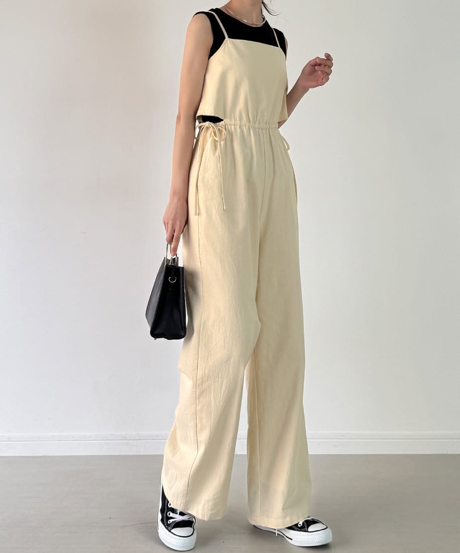 サイドオープンリボンキャミサロペット／ジュノア（JUNOAH）