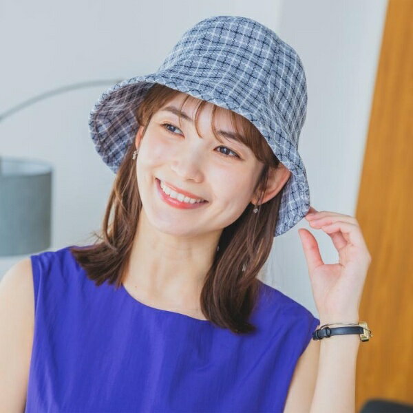【サイズ調整可／手洗い可】サマーチェックチューリップハット／イッツデモ（ITS'DEMO）