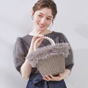 フリルデザインパール調ハンドルカゴバッグ/クチュールブローチ(Couture Brooch)