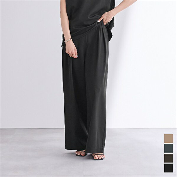 撥水ウエストゴムツータックワイドパンツ／ユアーズ（ur's）のサムネイル