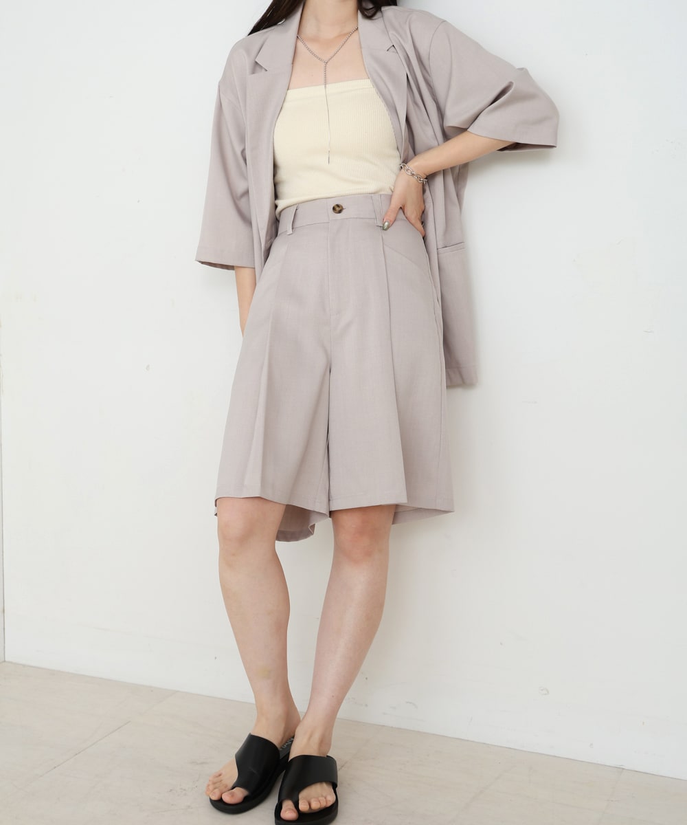【セットアップ対応】タックデザインハーフパンツ／バブ（Bab）
