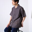 【GLOSTER/グロスター】綿ブロード ショートスリーブ カクテル刺繍 オープンカラーシャツ/フレディ&グロスター(FREDY&GLOSTER)