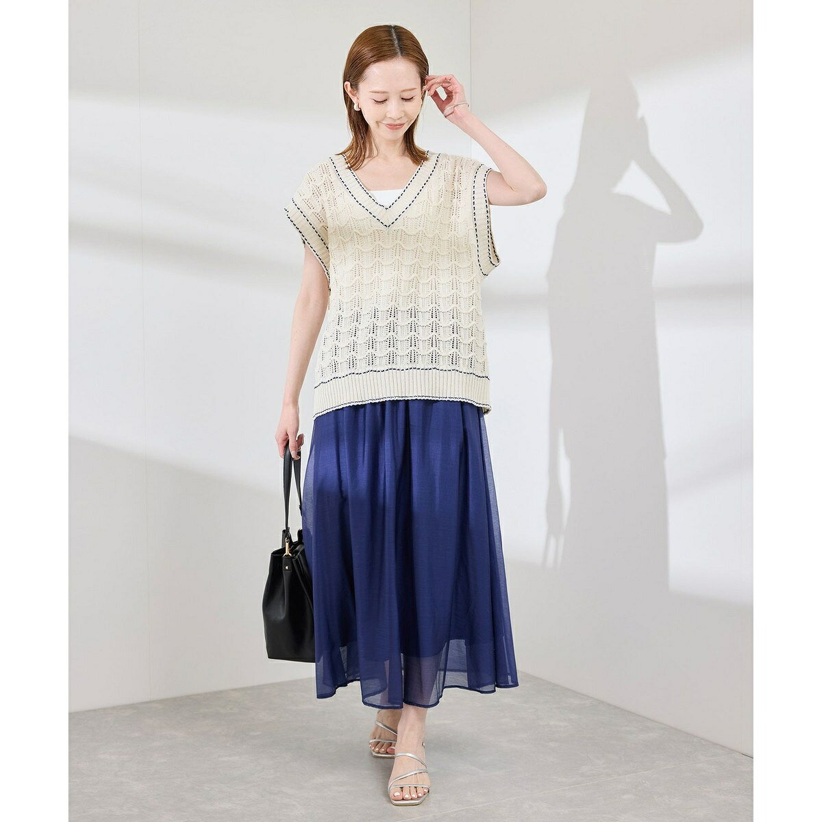 配色ステッチ透かし編みニットベスト／ロペピクニック（ROPE' PICNIC） 0101marui-12899596 丸井(マルイ)楽天市場店 サンプル画像2