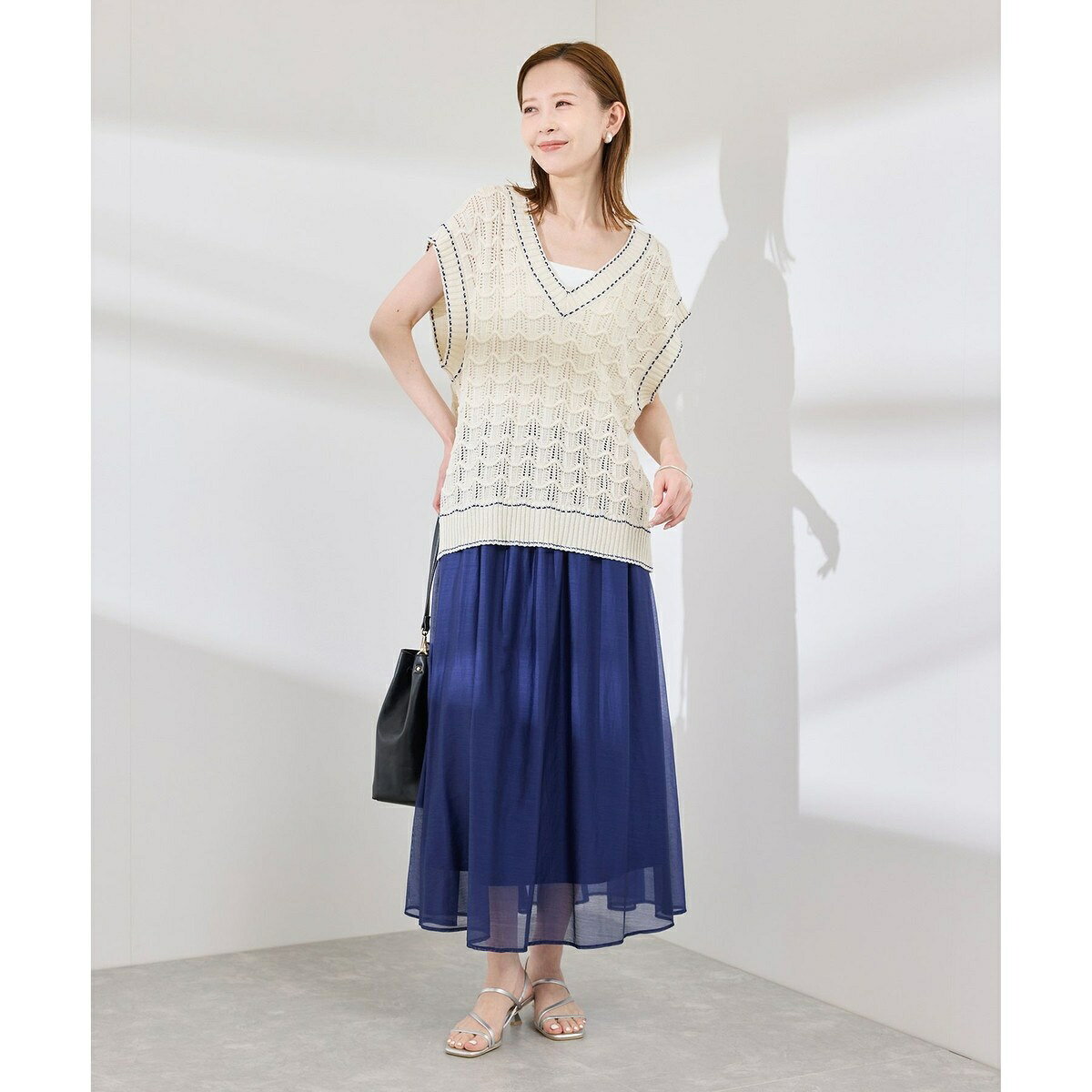 配色ステッチ透かし編みニットベスト／ロペピクニック（ROPE' PICNIC） 0101marui-12899596 丸井(マルイ)楽天市場店 サンプル画像3