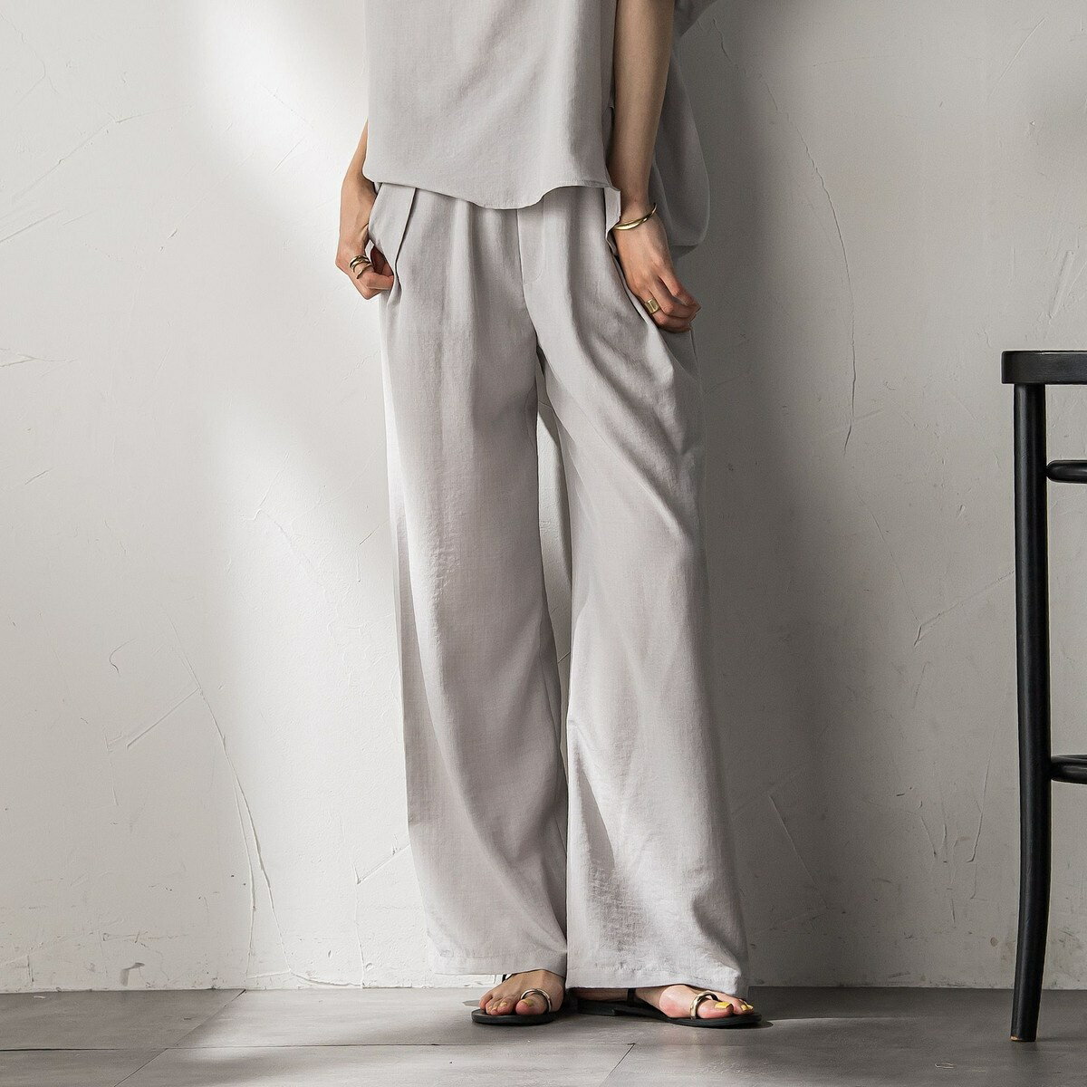 【新色追加】イージーワイドパンツ≪手洗い可能 / セットアップ対応≫／メイソングレイ（MAYSON GREY）