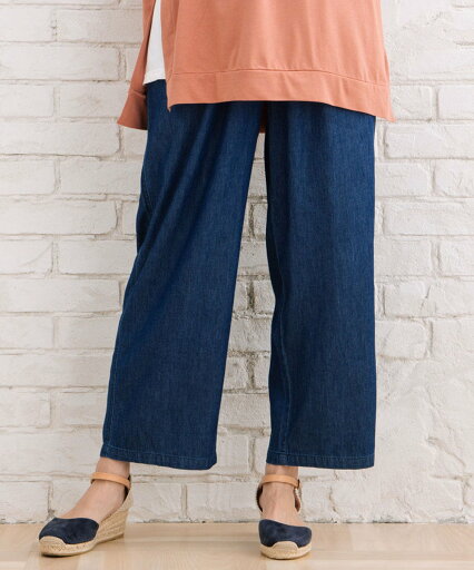 【大きいサイズ】 21号(6L〜) デニムセミワイドパンツ/サブストリート(sab street) 【大きいサイズ】 21号(6L〜) デニムセミワイドパンツ/サブストリート(sab street)