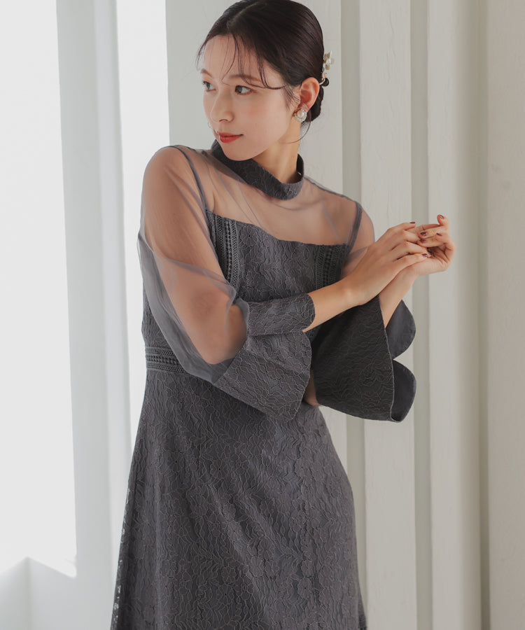 レディース Vネック レース ワンピース フレアスカート b8794 レディース Vネック レース ワンピース フレアスカート b8794