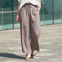 【洗える着丈選べるひんやり】楽ちんなのにきれい見え カノコ タックワイドパンツ/シューラルー(SHOOLARUE)