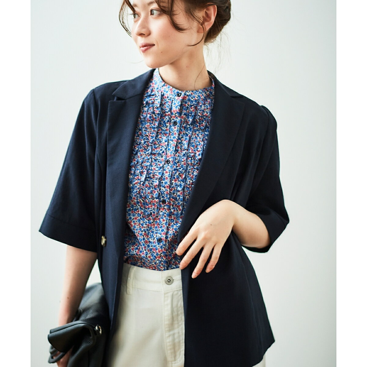 《シャツ感覚でラフに羽織れる》タンブラーブッチャーハーフスリーブジャケット／ルクールブラン（le.c..