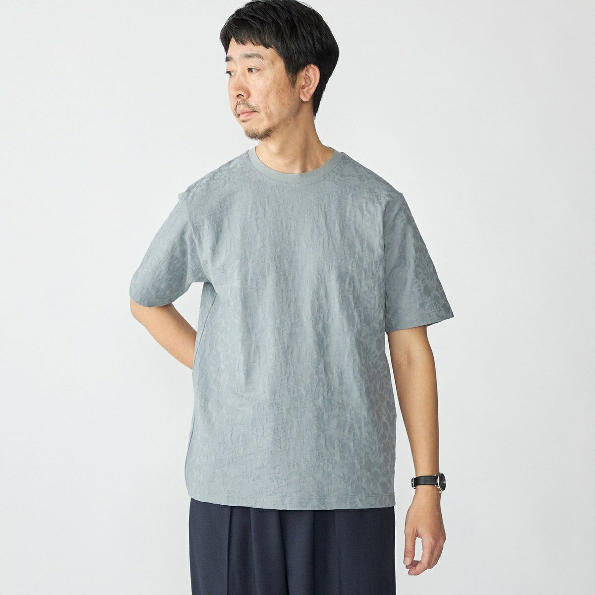 SHIPS: リンクス ジャカード リーフ Tシャツ/シップス(SHIPS)