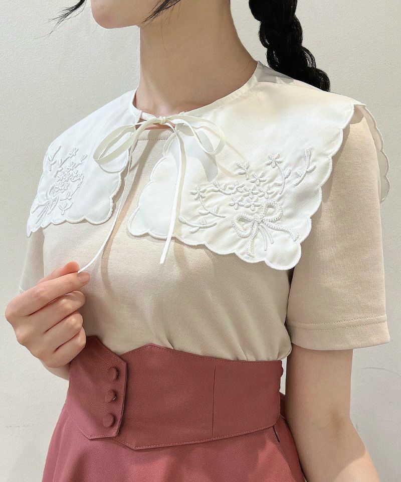 花刺繍カットワークつけ衿【洗える】／フィント（FINT）