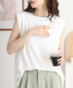 肩タックノースリーブボートネックTシャツ/アットワン(atONE)