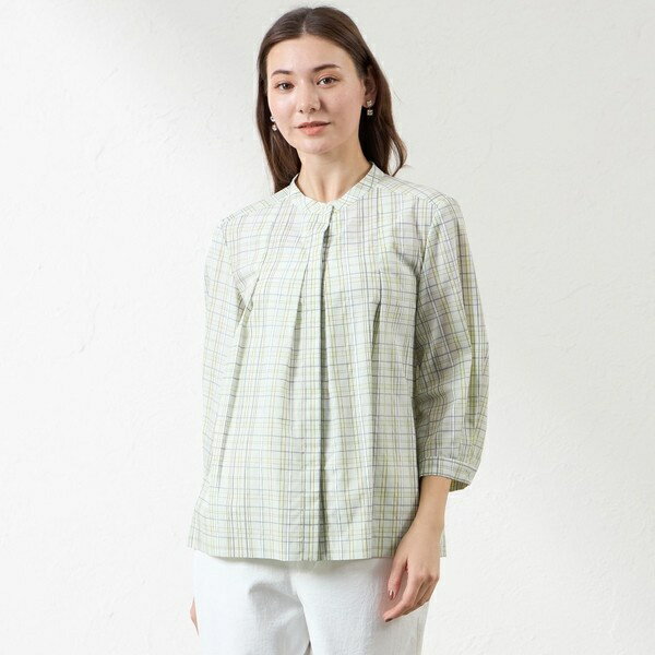 レオファインチェック スタンドカラーシャツ／アマカ（AMACA）