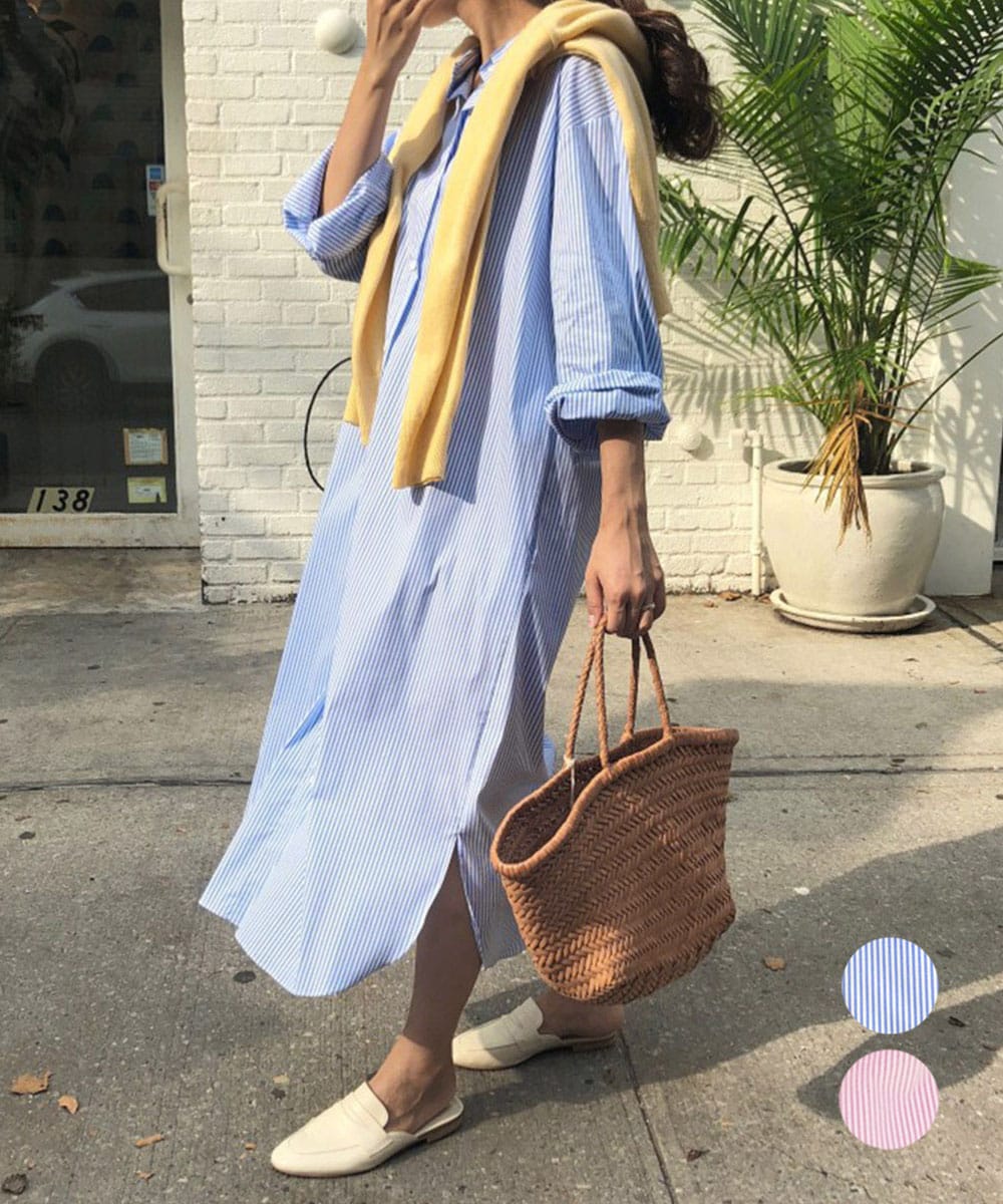 シャツワンピース大きめレディースゆったり／ミニミニストア（miniministore）