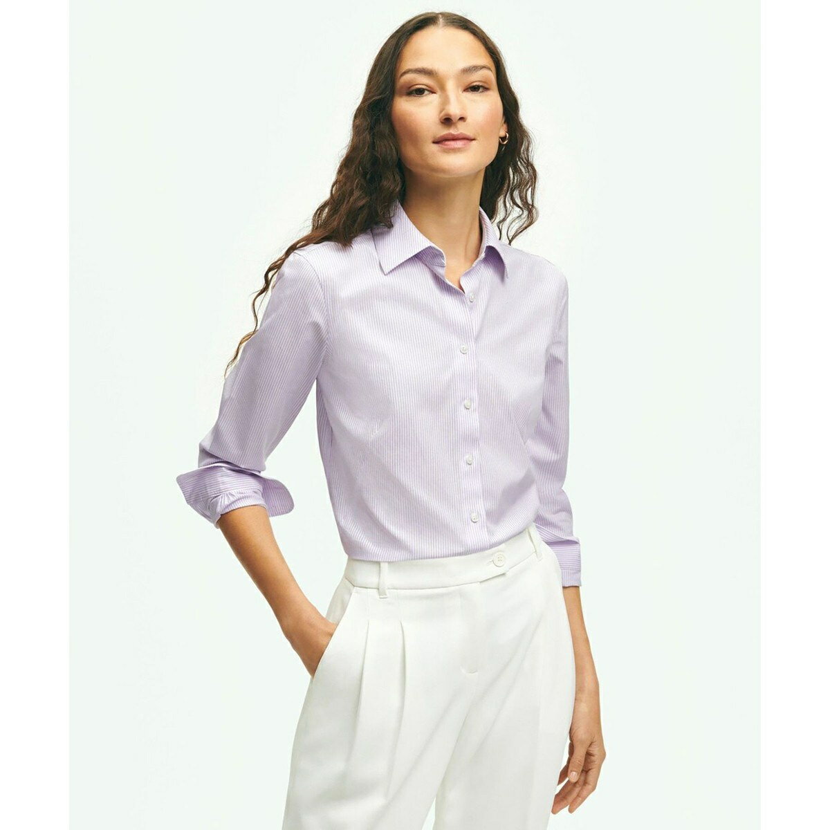 スーピマコットンストレッチ ストライプシャツ Fitted Fit／ブルックスブラザーズ（Brooks Brothers）