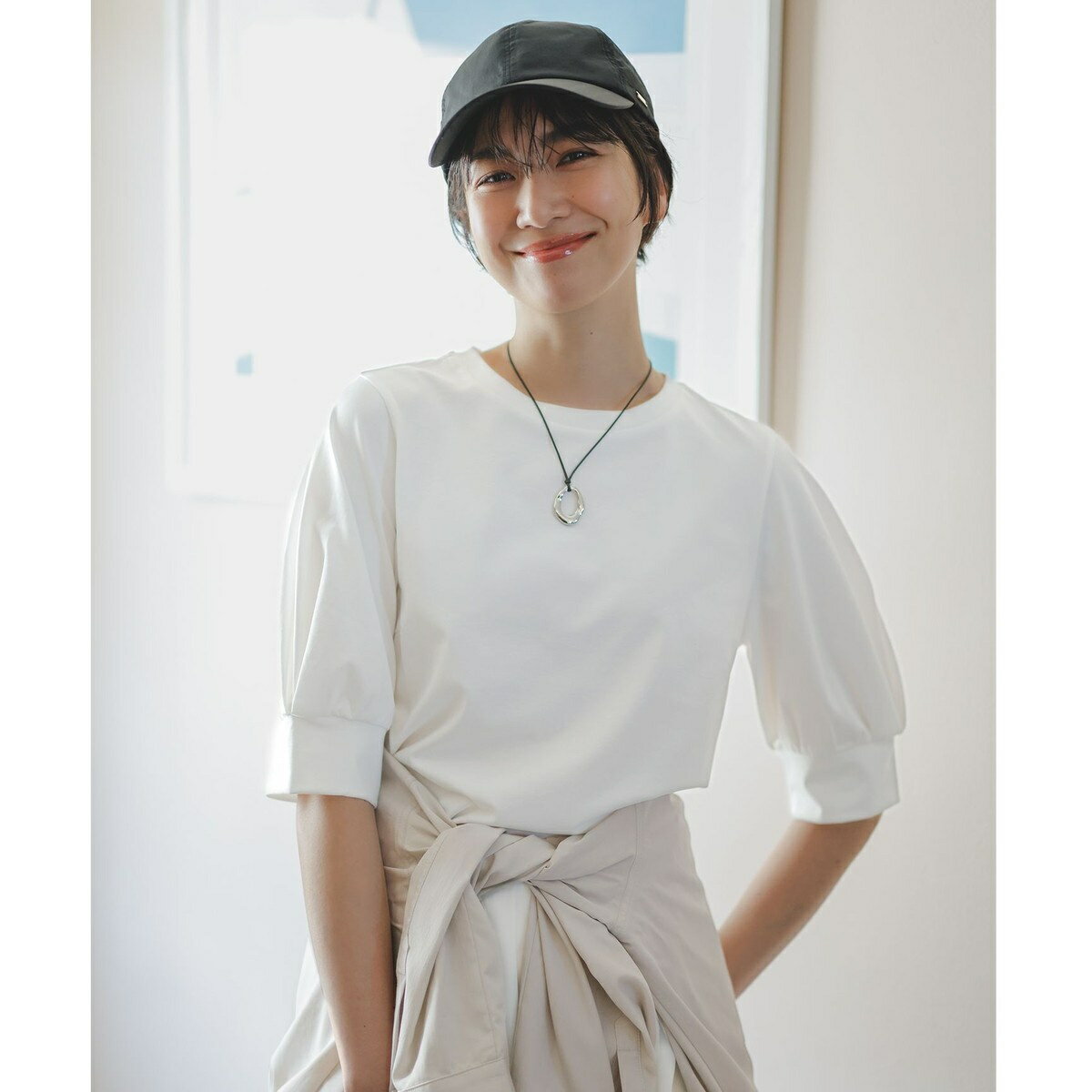 【洗濯機可/接触冷感/UVケア】パフスリーブカットソー／エニィ（any FAM）(4)