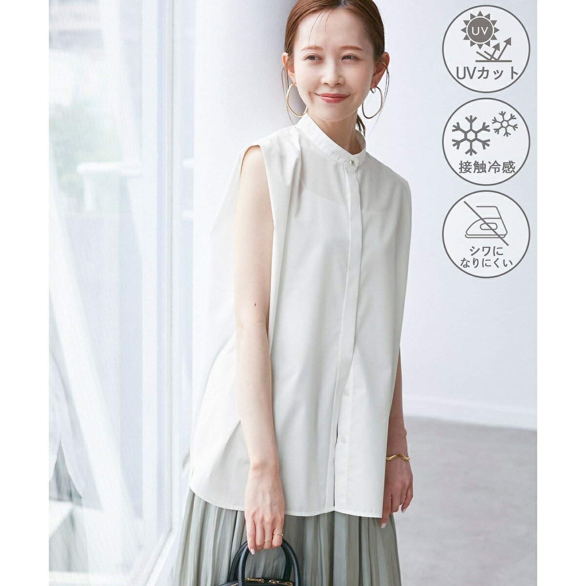 【UVカット・接触冷感・イージーケア】バンドカラーノースリーブシャツ/通勤対応／ロペピクニック（ROPE' PICNIC） 0101marui-12913580 丸井(マルイ)楽天市場店 サンプル画像3