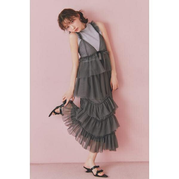 レイヤードフリルチュールティアードスカート／リエンダ（rienda）