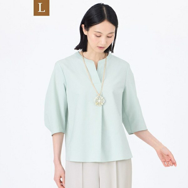 【L】【ウォッシャブル】【吸水速乾】クールマックスサッカープルオーバーブラウス／トランスワーク（TRANS WORK）