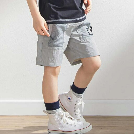 【撥水】メッシュポケットハーフパンツ(95~150cm)/ベベ プチ ポワ ヴェール(BeBe Petits Pois Vert) 【撥水】メッシュポケットハーフパンツ(95~150cm)/ベベ プチ ポワ ヴェール(BeBe Petits Pois Vert)
