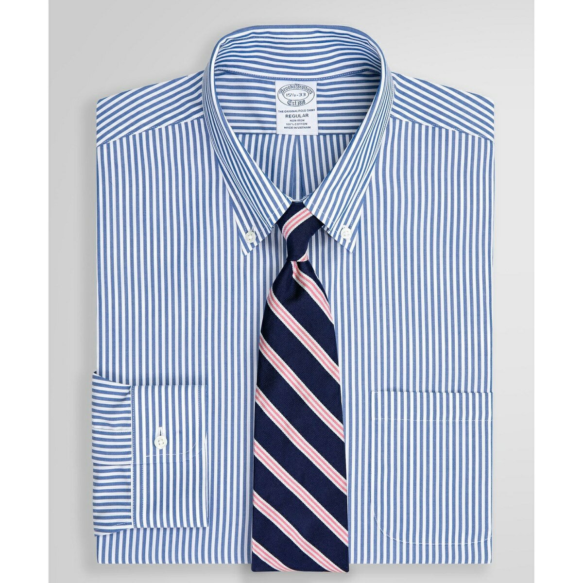 コットンストレッチ ブロードクロス キャンディストライプ ドレスシャツ Regular Fit／ブルックスブラザーズ（Brooks Brothers）