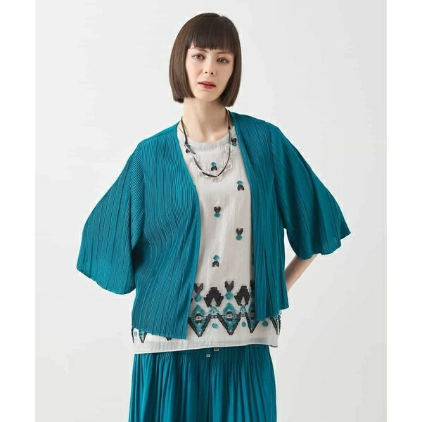 【小さいサイズ/接触冷感/セットアップ対応】ランダムプリーツショートカーディガン／ヒロコビス（hirokobis）