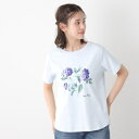【コットン100%/洗える】ハイドランジア柄Tシャツ/ローラ アシュレイ(LAURA ASHLEY)