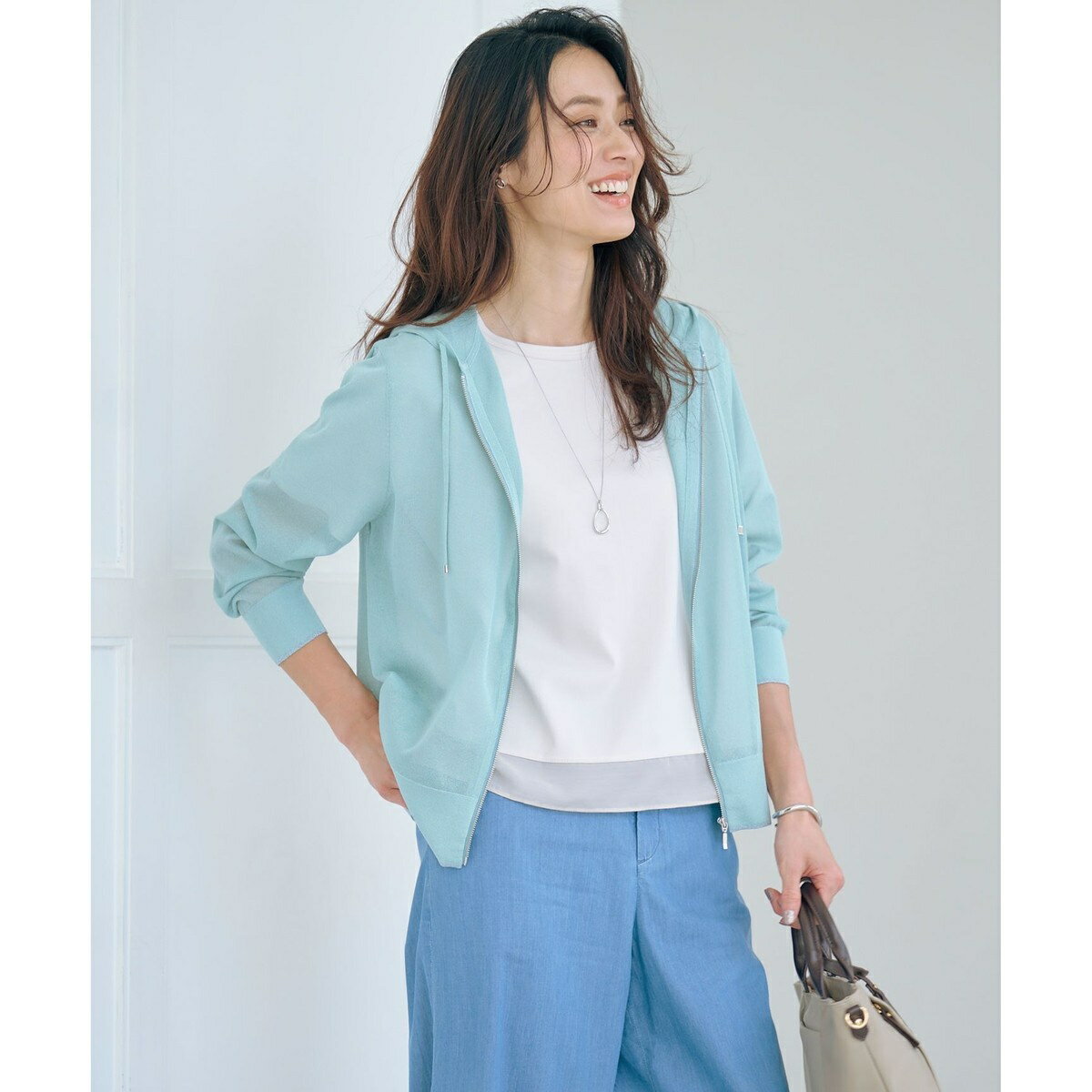 【WEB限定カラーあり・洗える】SHEER LIGHT KNIT ラメ パーカー／Jプレス（J.PR