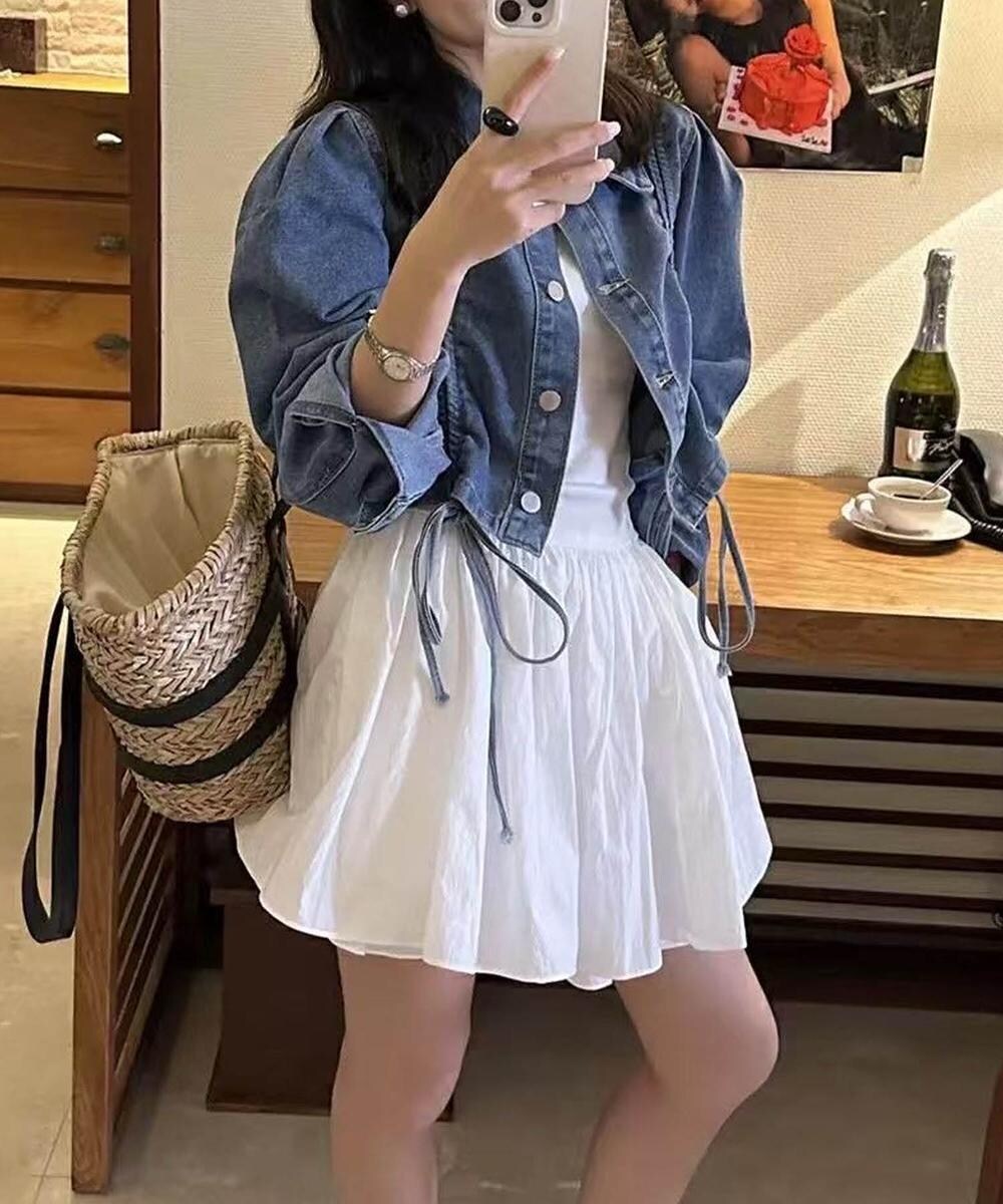 【aimoha】ショート丈デニムジャケット／アイモハ（aimoha）